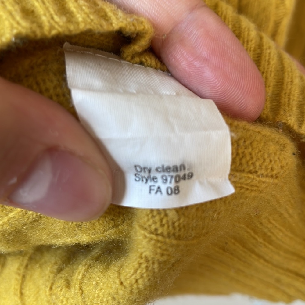 J. Crew XS Cable Knit Wool Sweater Mustard - Picture 3 of 3